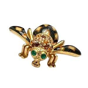 JOAN OF THE JUNGLE JOAN RIVERS ENAMEL BLACK BROOCH